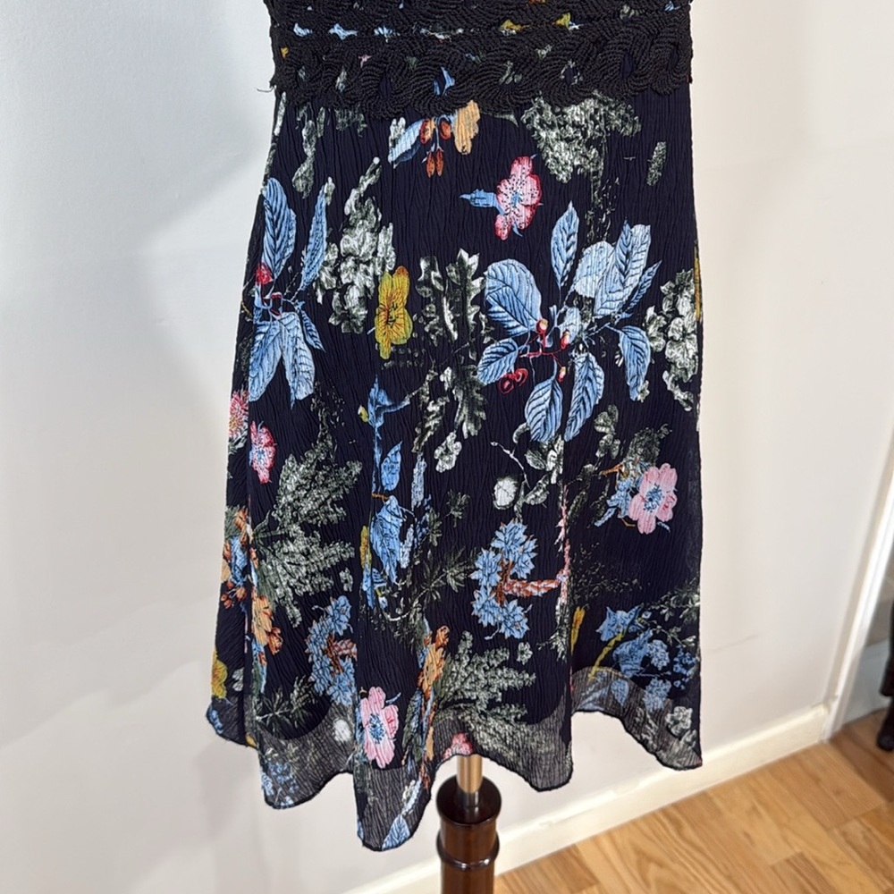 Anthropologie Foxiedox Blue Dainty Floral Pleated Chiffon
Mini Dress - Picture 7 of 9